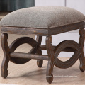 Fabric Upholstered Ottoman Stool In Birch